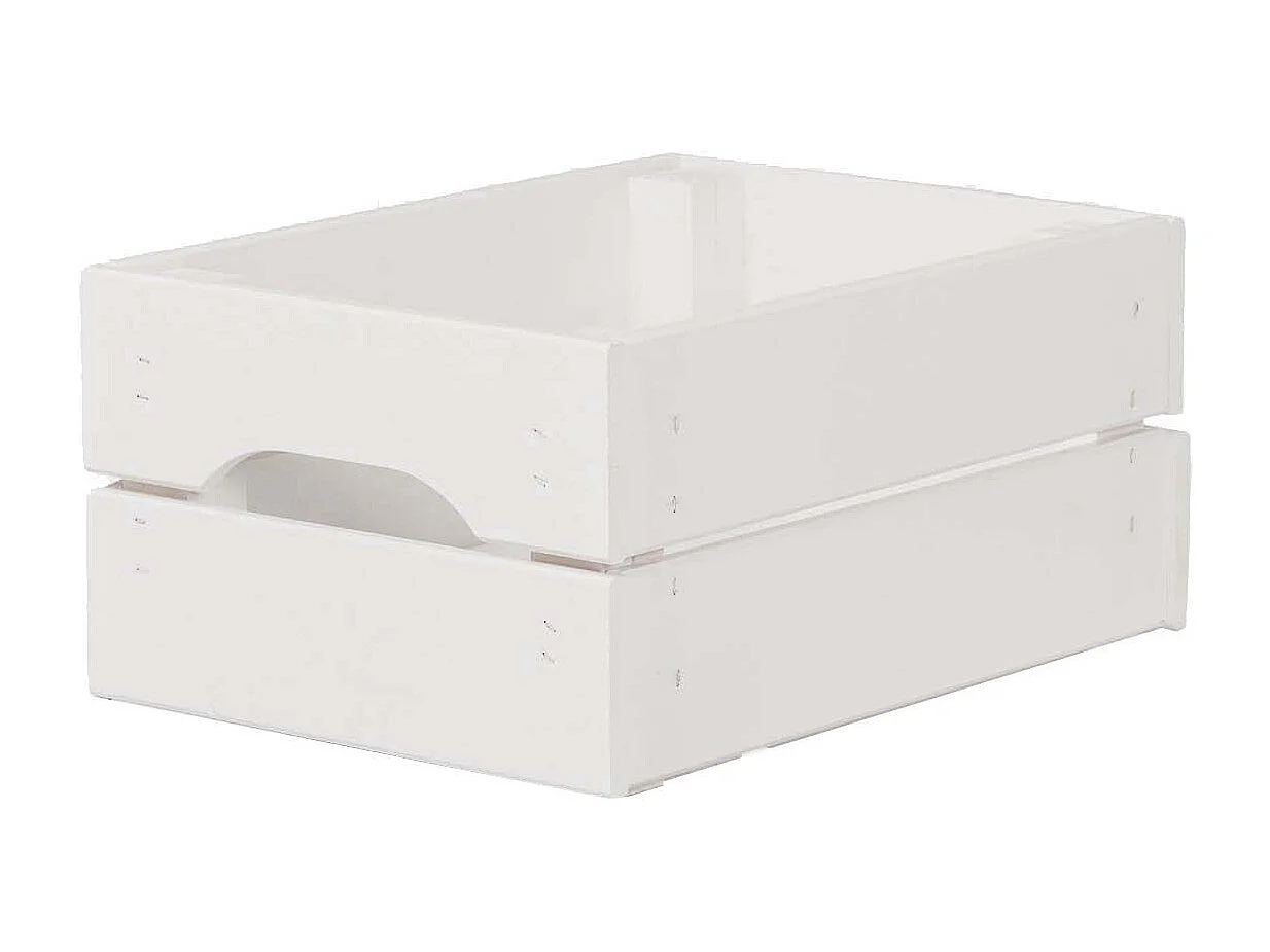 Caisse de rangement en pin petit modèle 31 x 23 x 15 cm Blanc