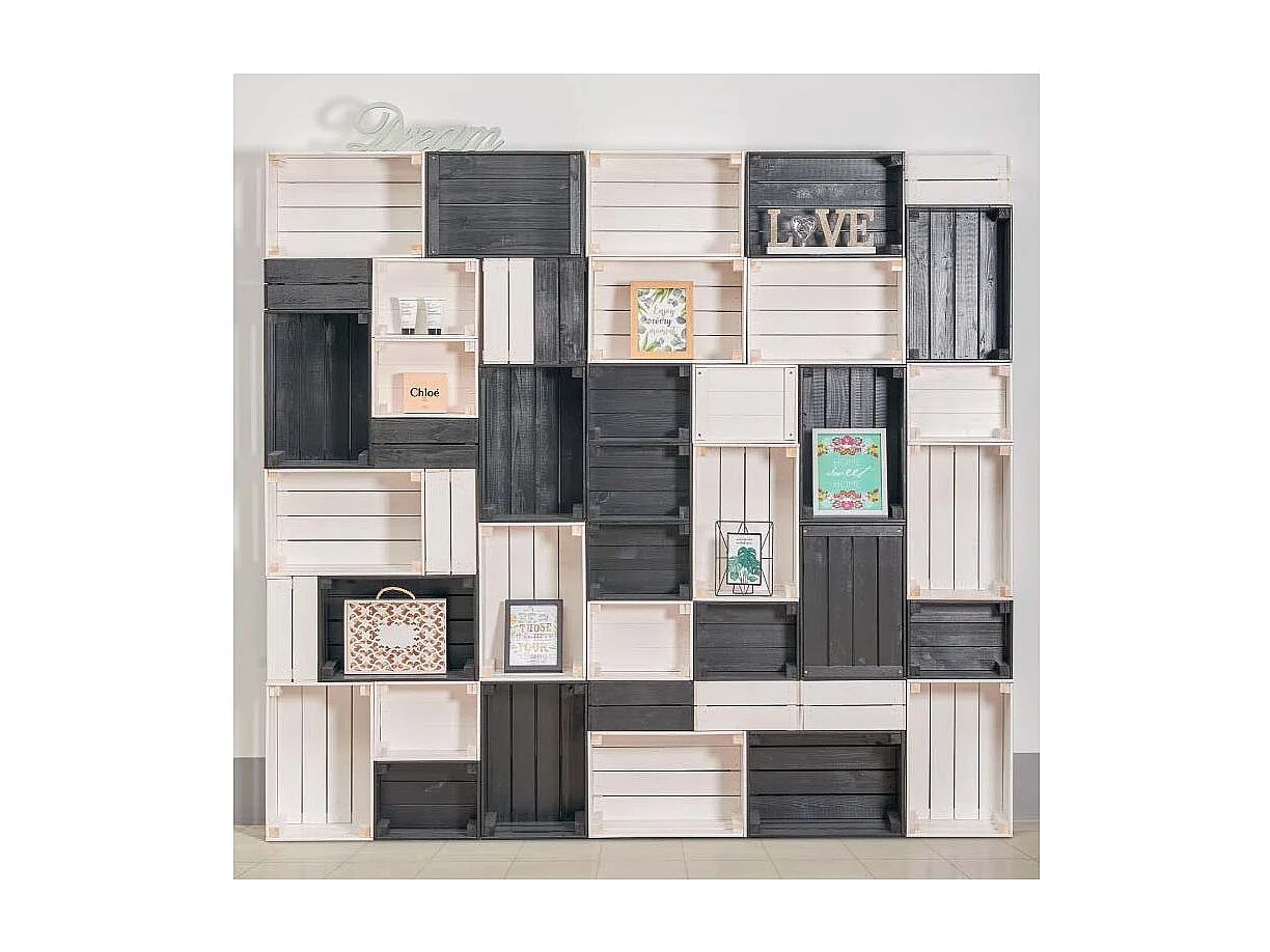 Caisse de rangement en pin petit modèle 31 x 23 x 15 cm Blanc