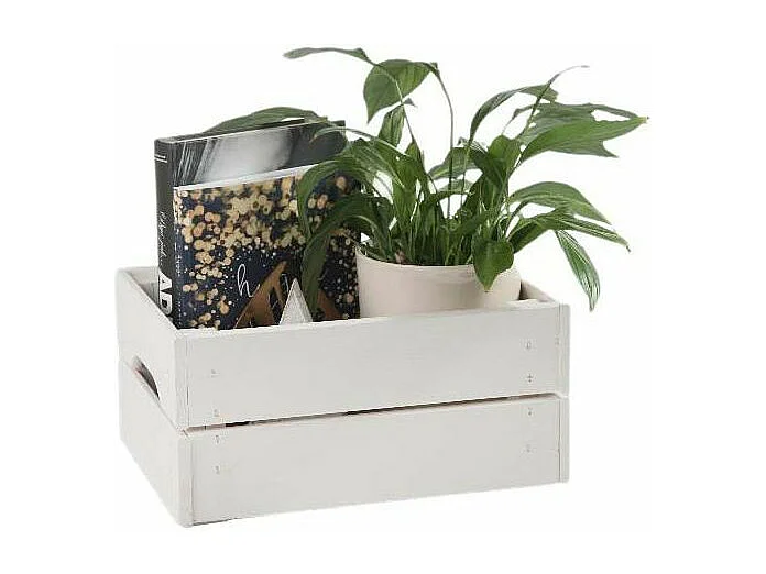 Caisse de rangement en pin petit modèle 31 x 23 x 15 cm Blanc