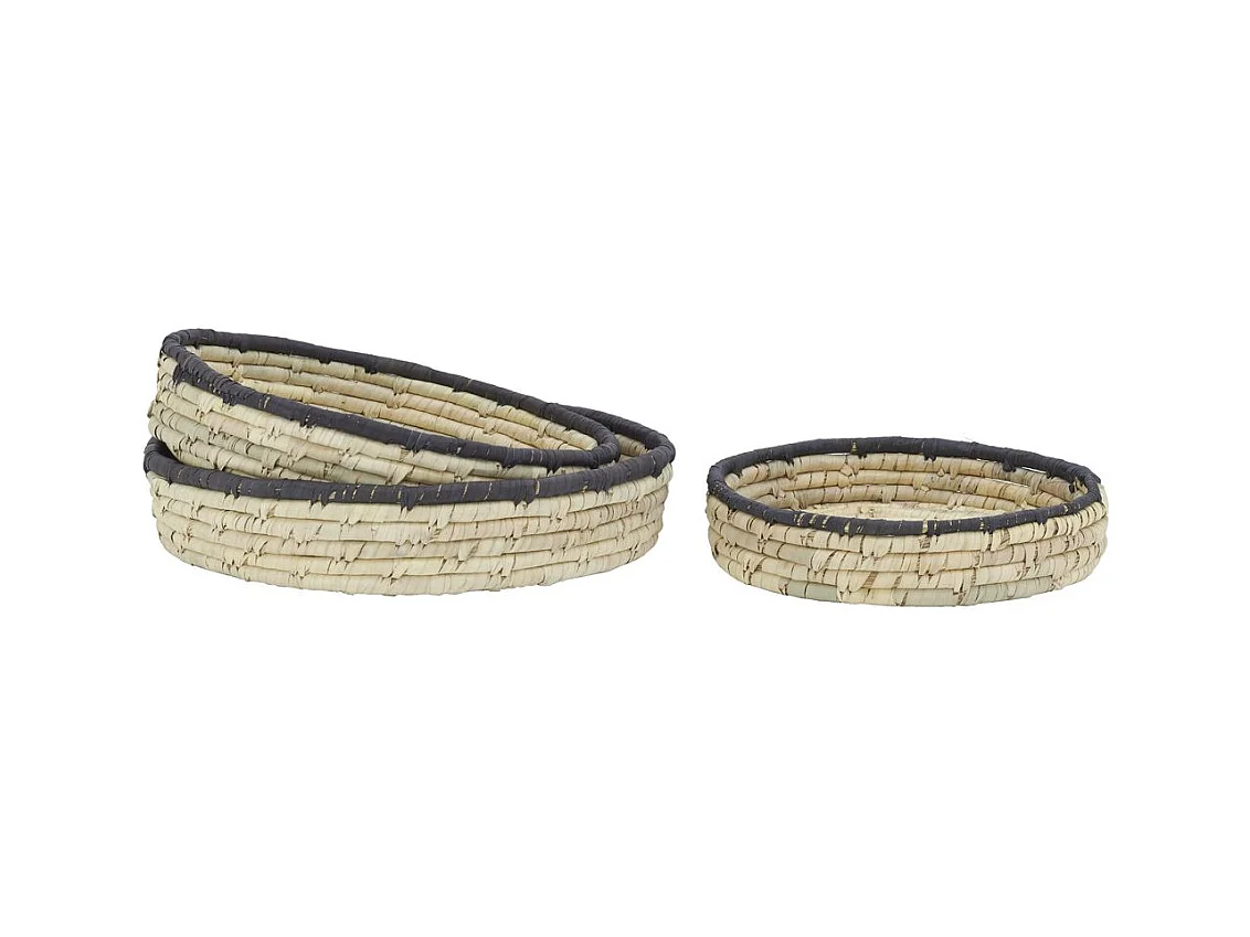 Corbeilles basses en jonc naturel (Lot de 3)