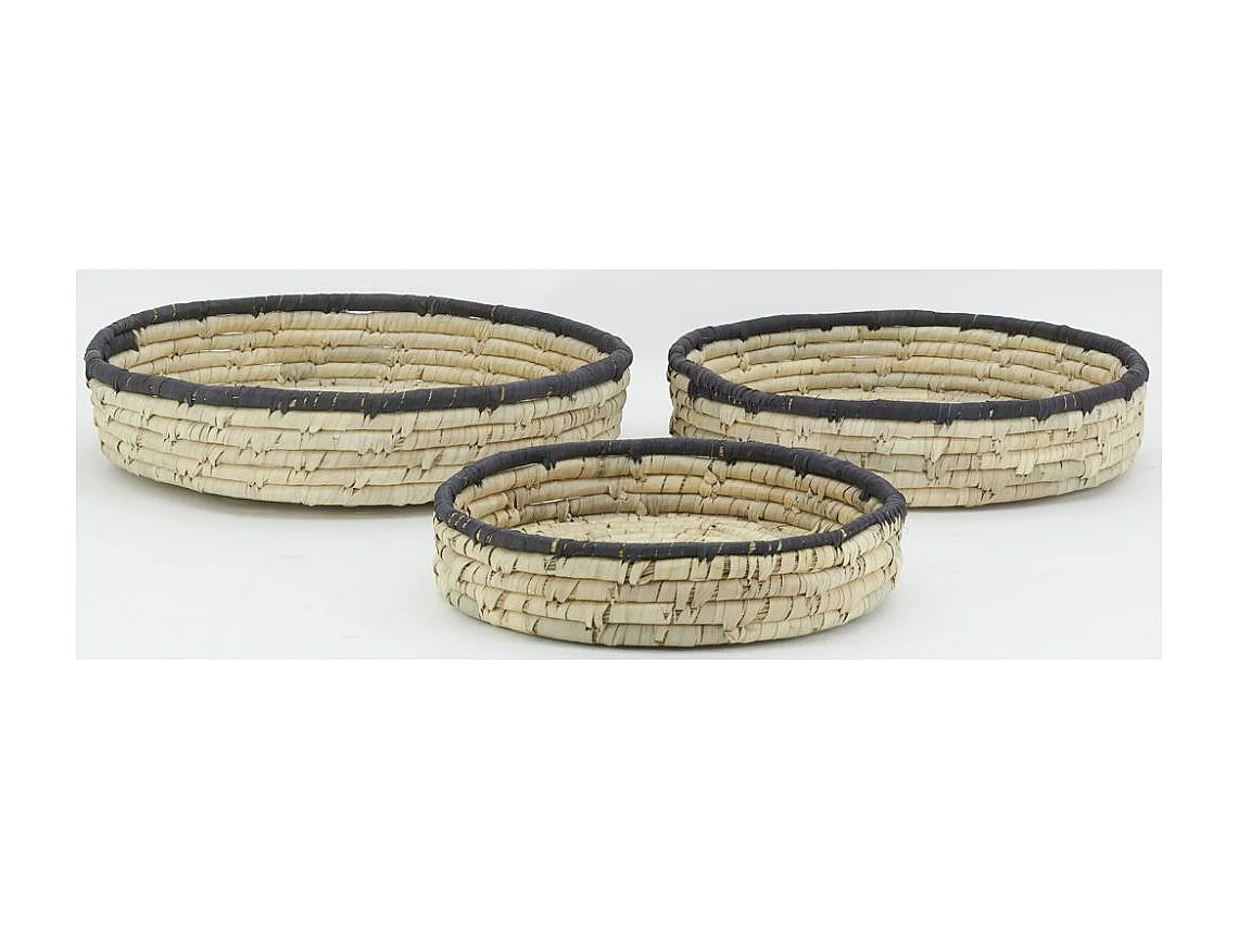 Corbeilles basses en jonc naturel (Lot de 3)