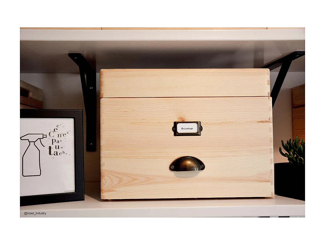 Boîte de rangement en pin massif avec couvercle Taille 4