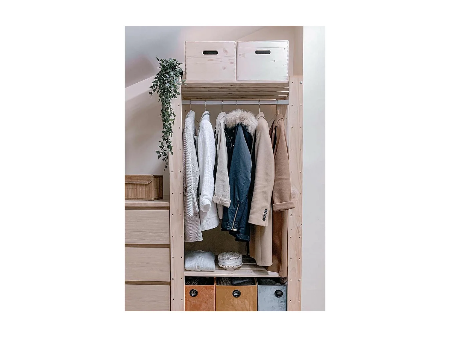 Boîte de rangement en pin massif avec couvercle Taille 4