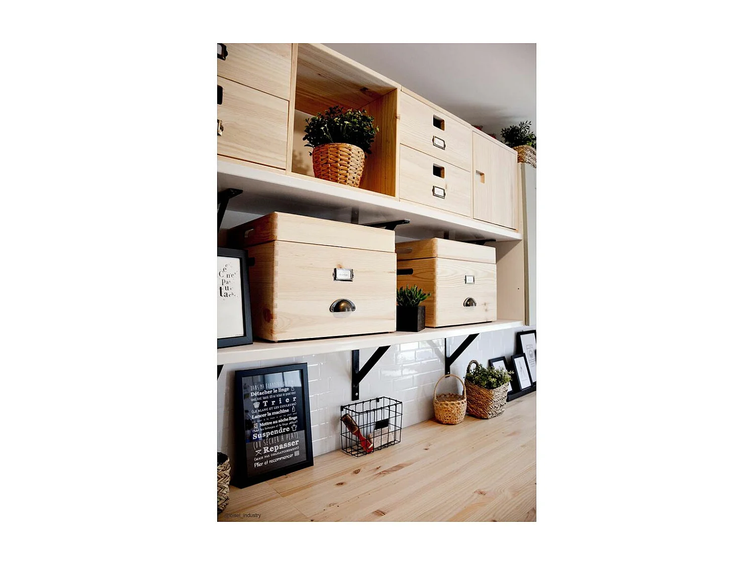 Boîte de rangement en pin massif avec couvercle Taille 4