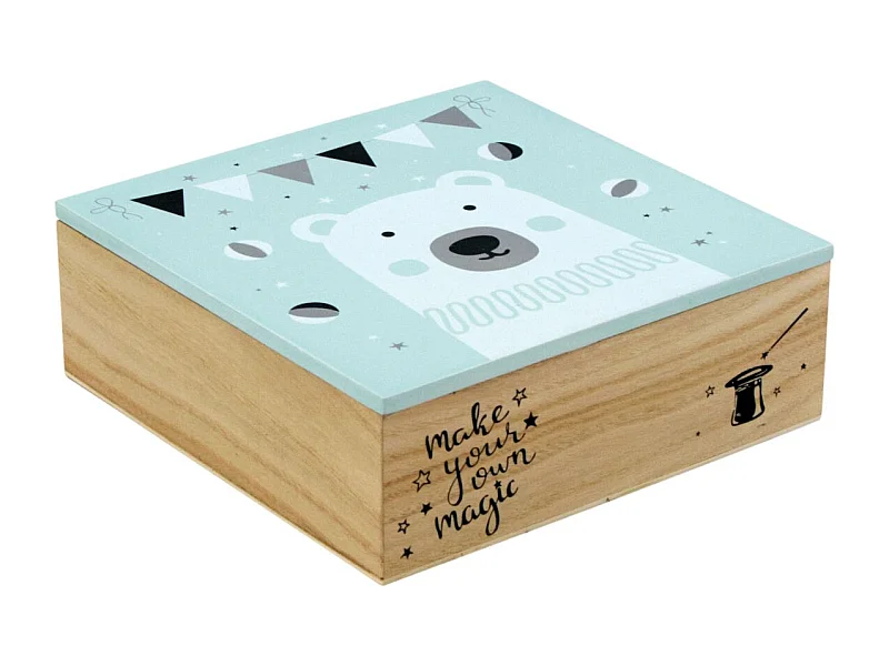 Boite carrée en bois Ours