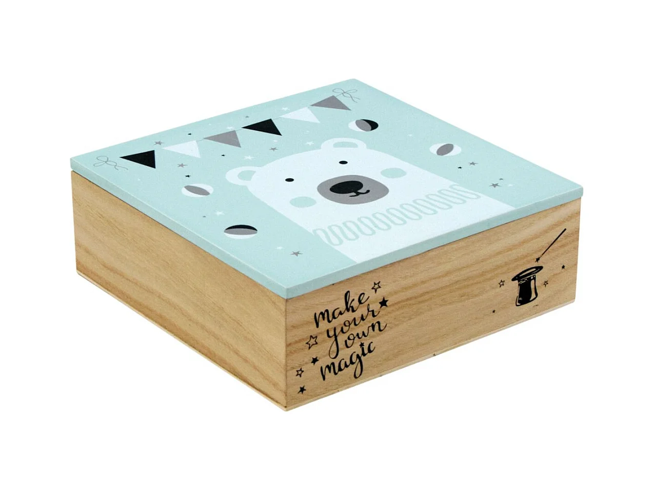 Boite carrée en bois Ours