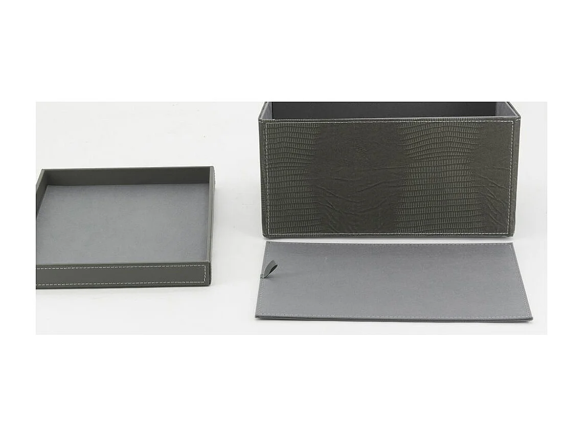 Coffret effet lezard en polyuréthane gris