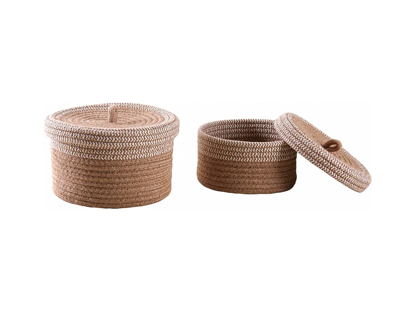 Boite en jute naturelle et blanche (Lot de 2)