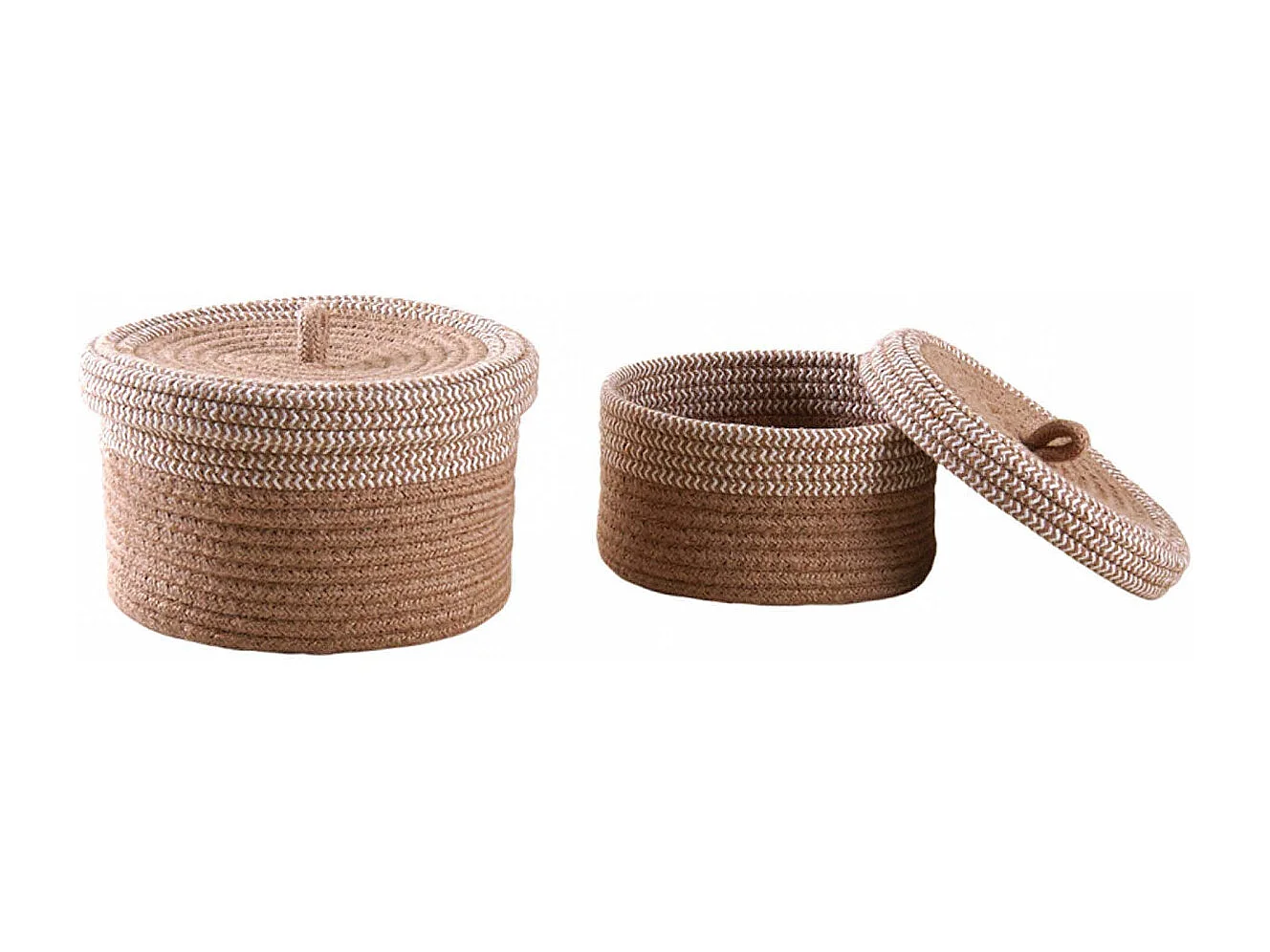 Boite en jute naturelle et blanche (Lot de 2)