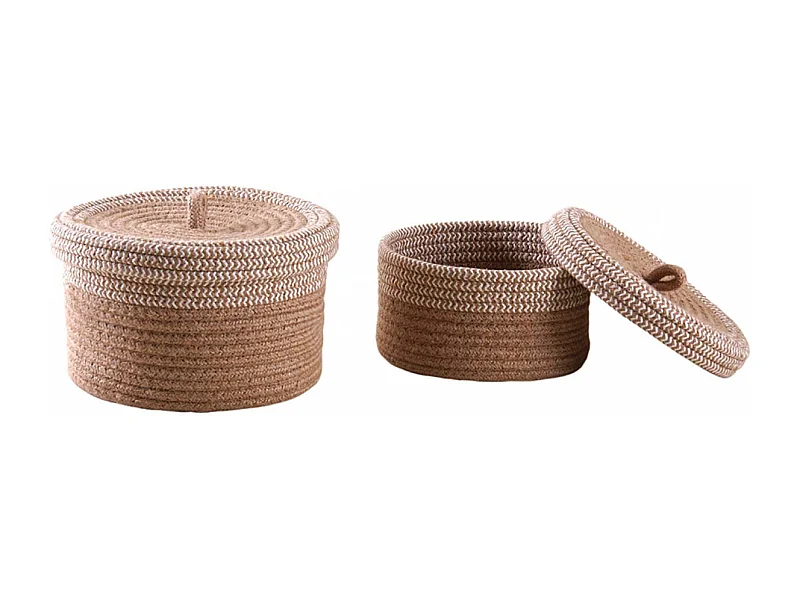 Boite en jute naturelle et blanche (Lot de 2)