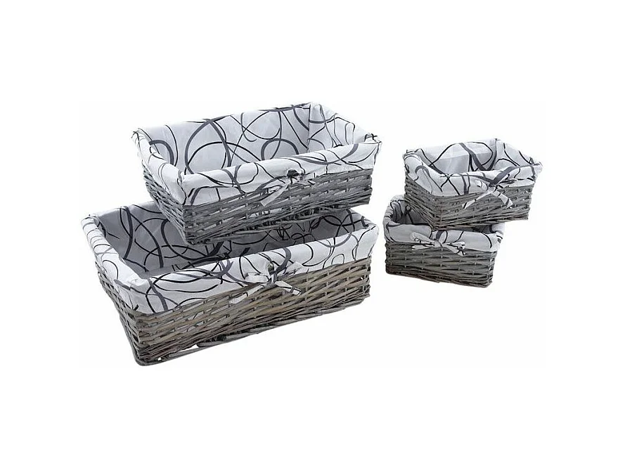 Corbeilles de rangement en éclisse grise (Lot de 4)