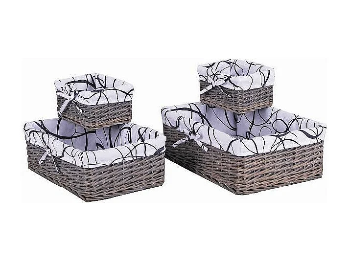 Corbeilles de rangement en éclisse grise (Lot de 4)