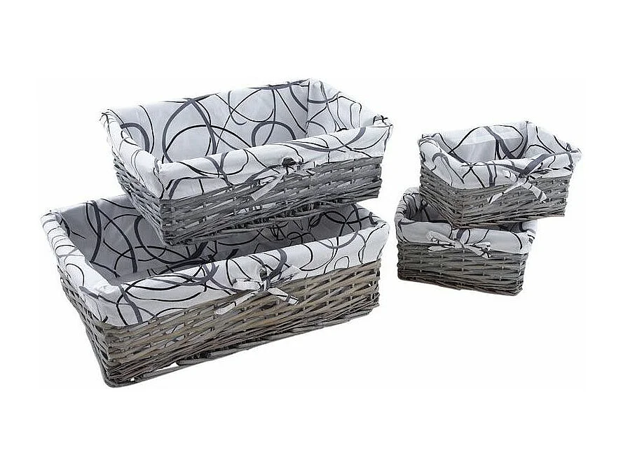 Corbeilles de rangement en éclisse grise (Lot de 4)