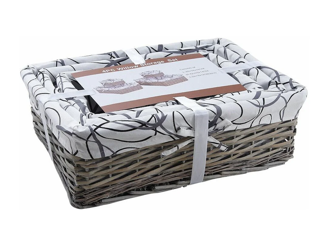 Corbeilles de rangement en éclisse grise (Lot de 4)