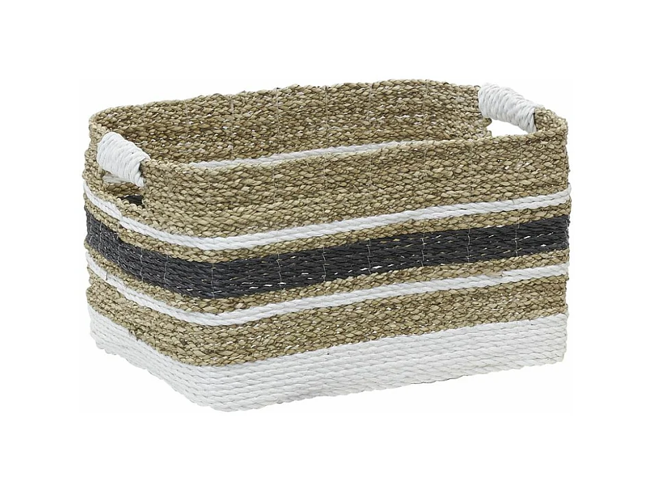 Corbeilles en jonc et raphia naturelles et teintées (Lot de 3)