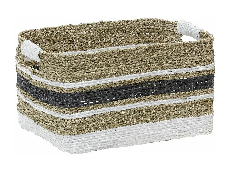 Corbeilles en jonc et raphia naturelles et teintées (Lot de 3)