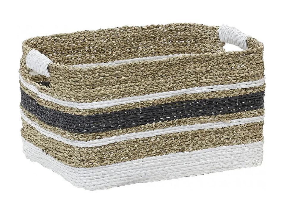 Corbeilles en jonc et raphia naturelles et teintées (Lot de 3)