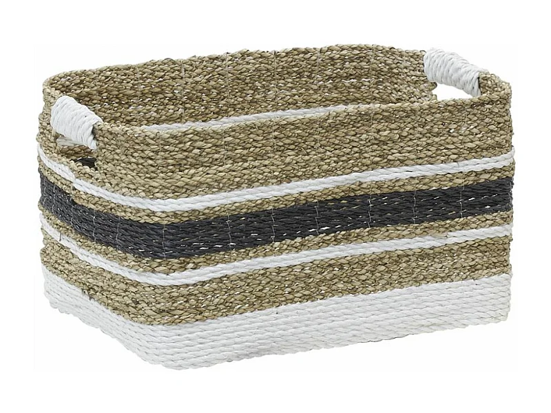 Corbeilles en jonc et raphia naturelles et teintées (Lot de 3)