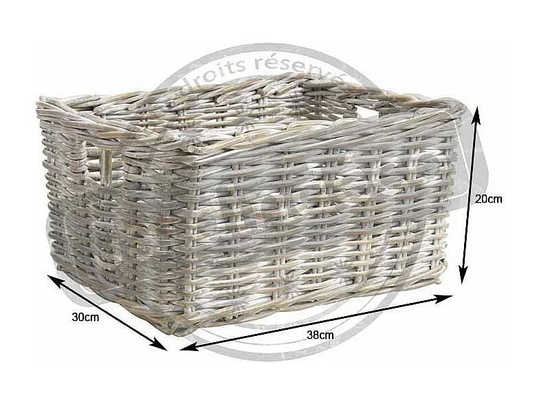 Corbeille de rangement en poelet patiné Longueur 38cm
