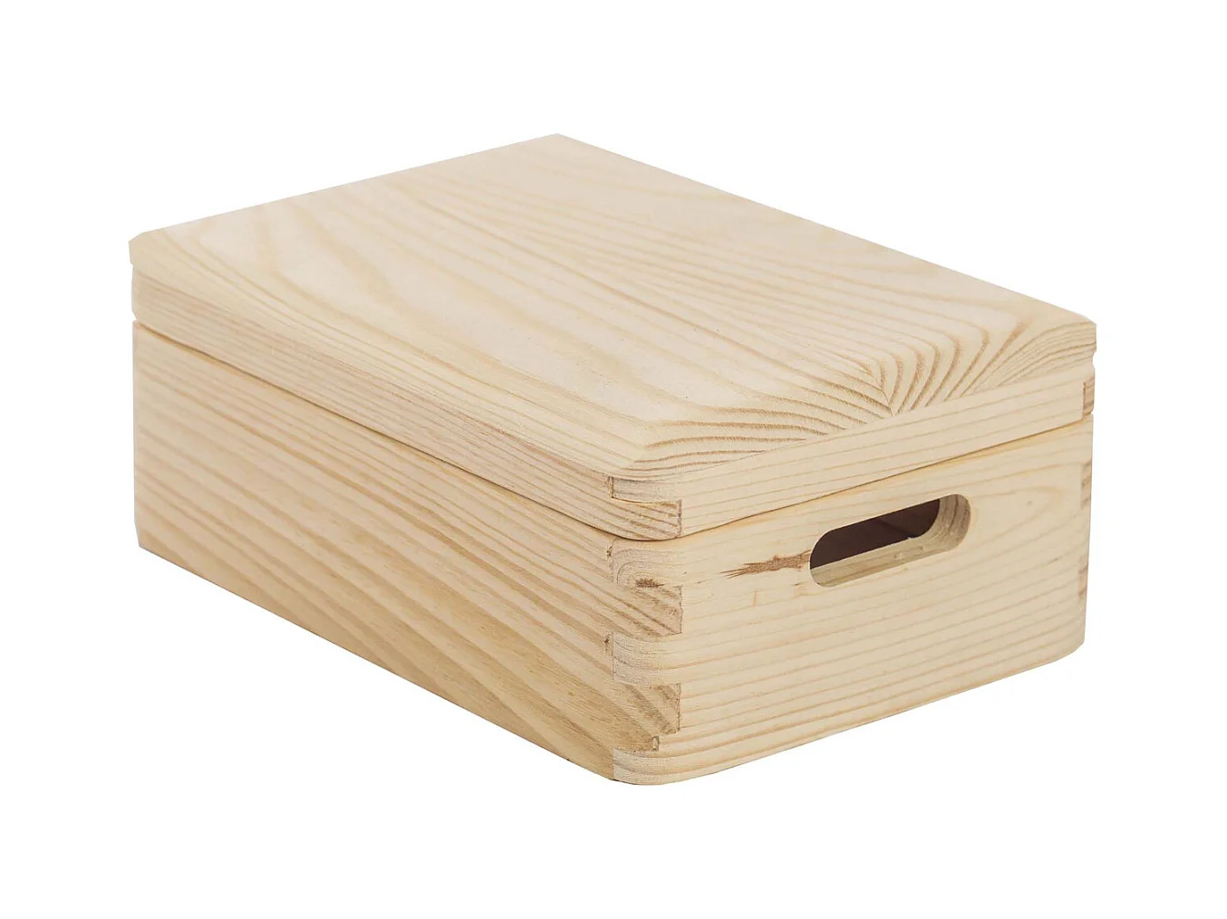 Boîte de rangement en pin massif avec couvercle Taille 1