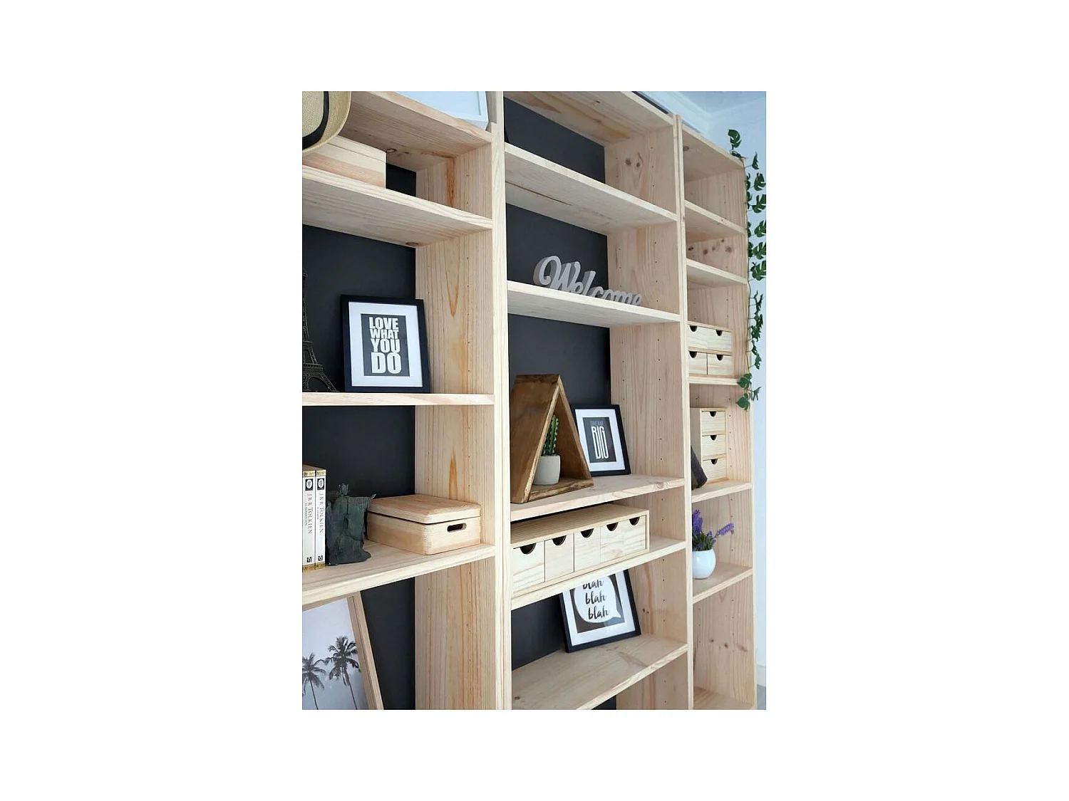 Boîte de rangement en pin massif avec couvercle Taille 1