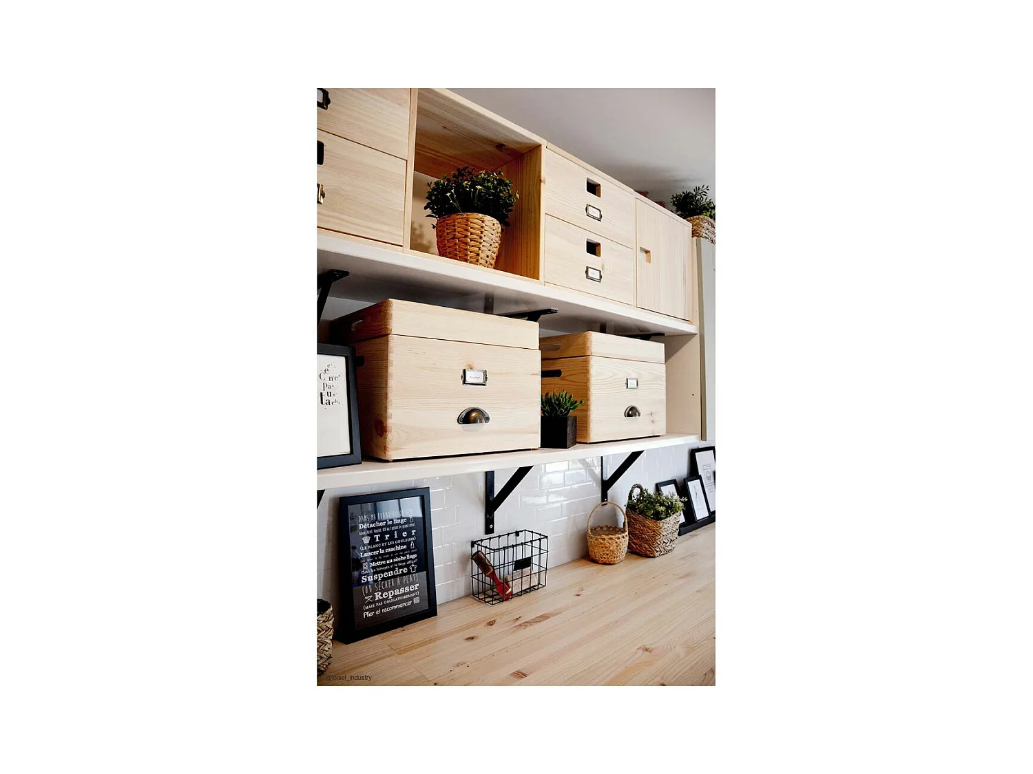 Boîte de rangement en pin massif avec couvercle Taille 1