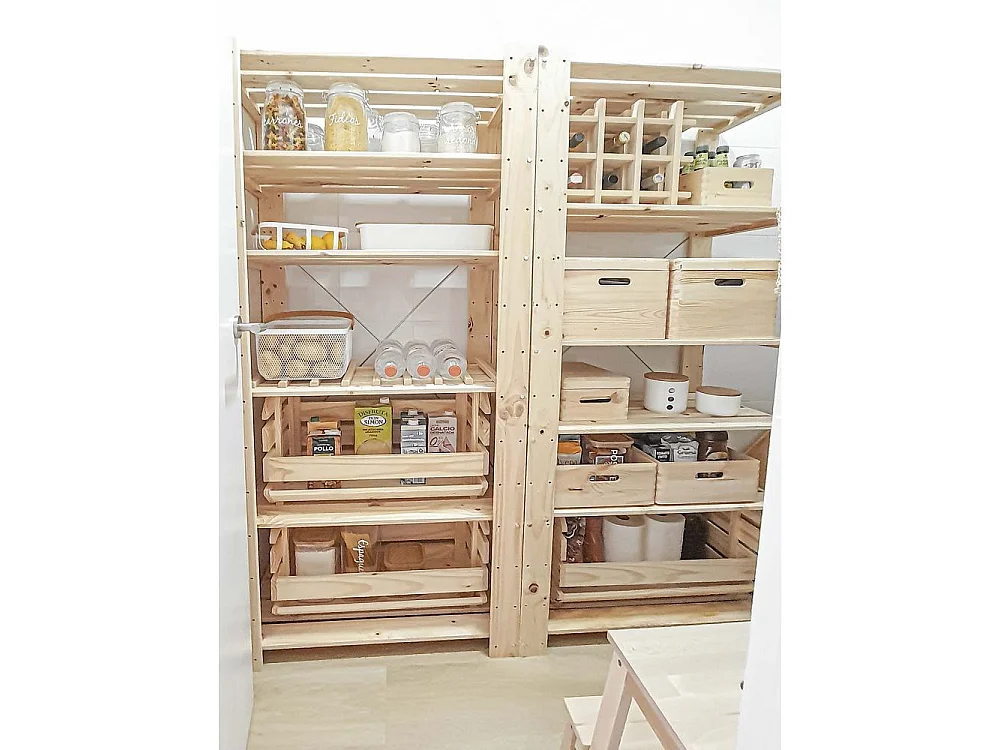 Caja de almacenamiento de pino macizo con tapa Tamaño 1