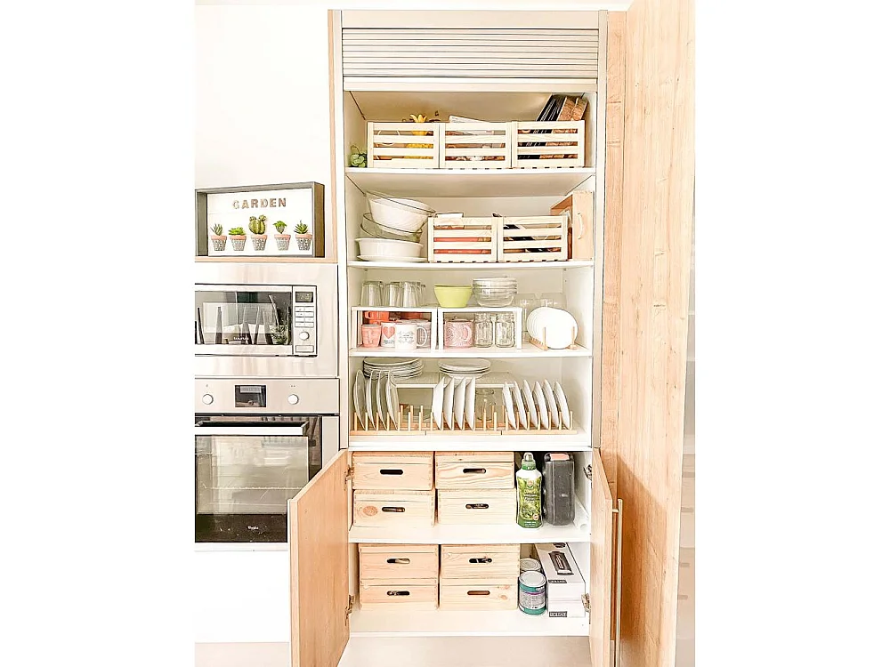 Caja de almacenamiento de pino macizo con tapa Tamaño 1