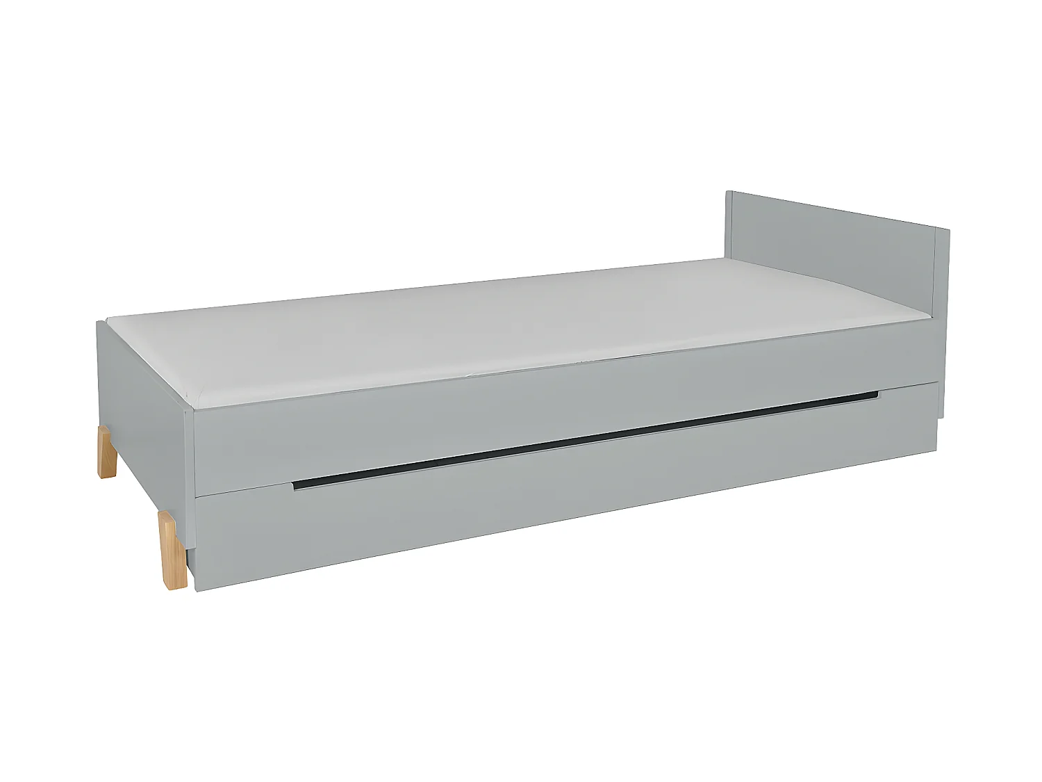 Lit 90x200 sommier et tiroir inclus Zara Gris