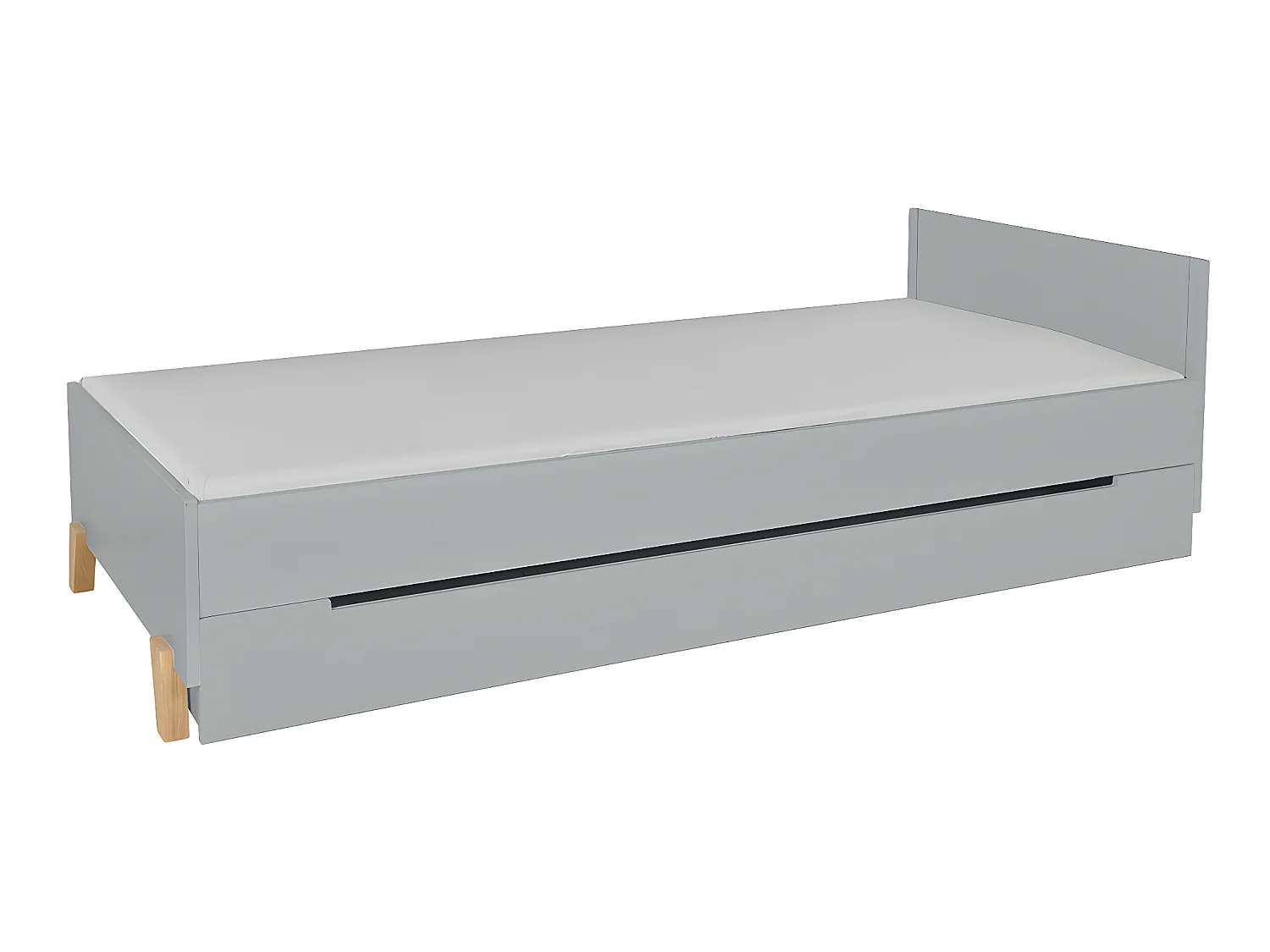 Lit 90x200 sommier et tiroir inclus Zara Gris