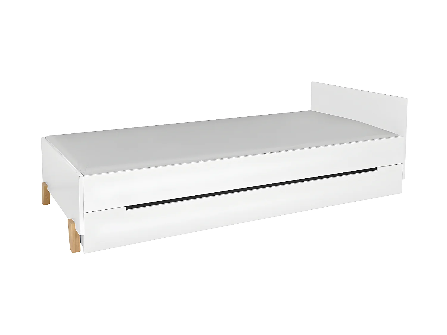 Lit 90x200 sommier et tiroir inclus Zara Blanc