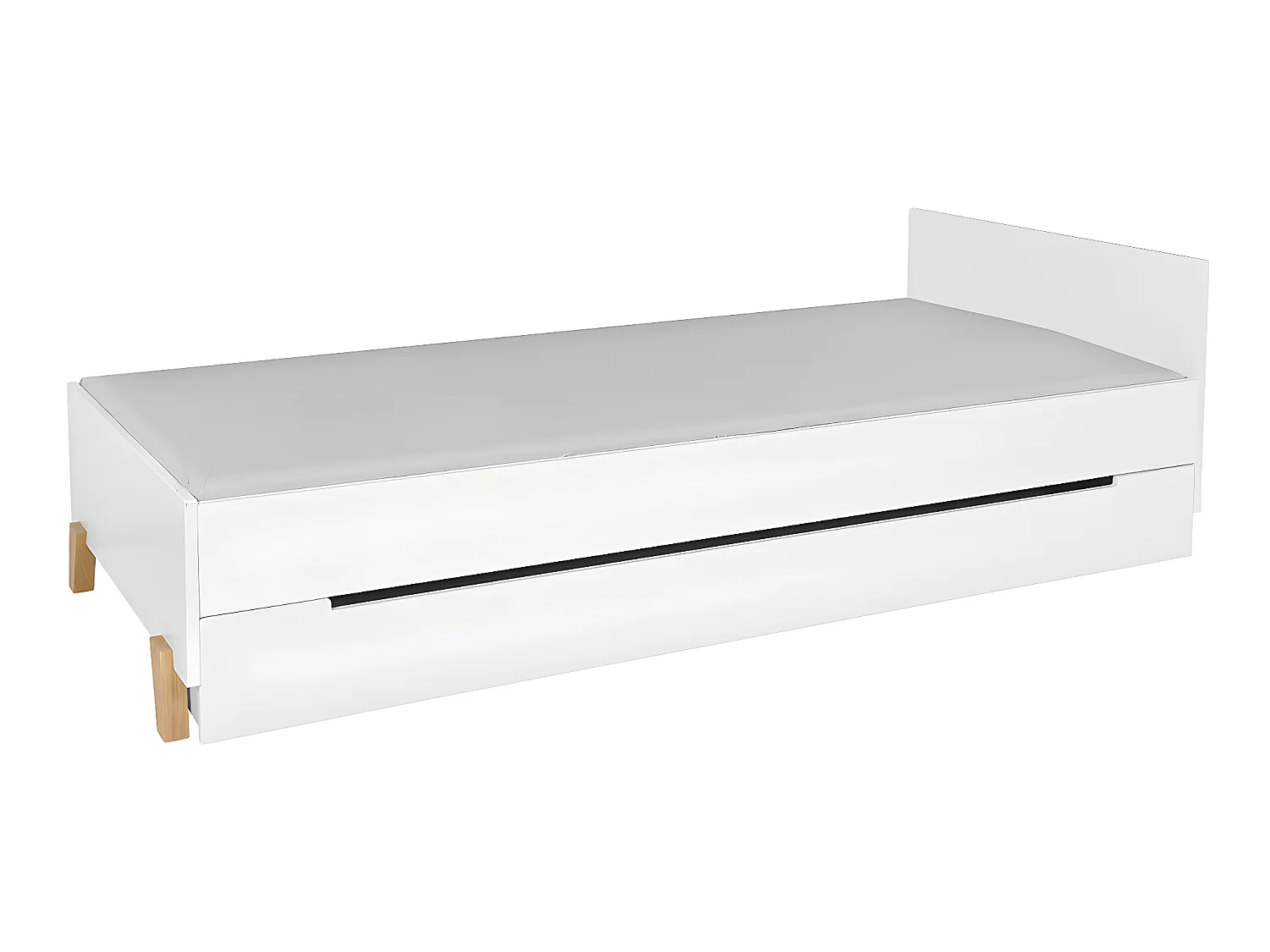 Lit 90x200 sommier et tiroir inclus Zara Blanc