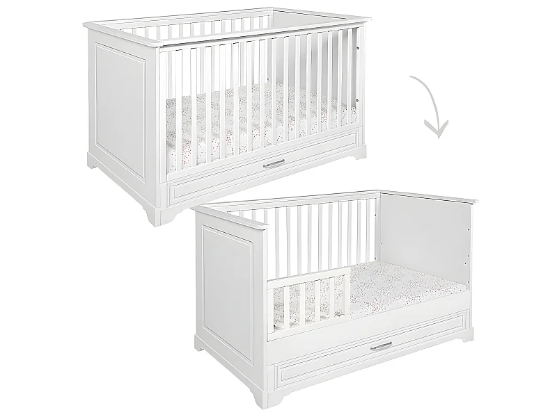 Lit évolutif 70x140 tiroir inclus Melody Blanc