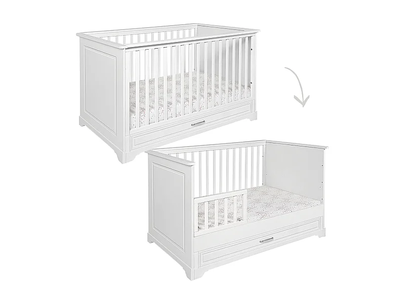 Lit évolutif 70x140 tiroir inclus Melody Blanc