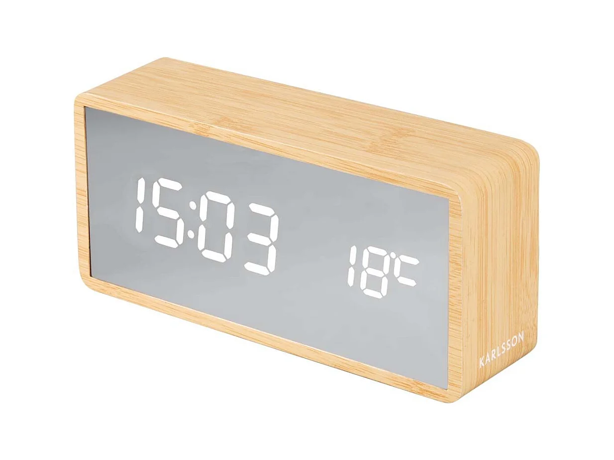 Sveglia a led in ABS argento effetto legno