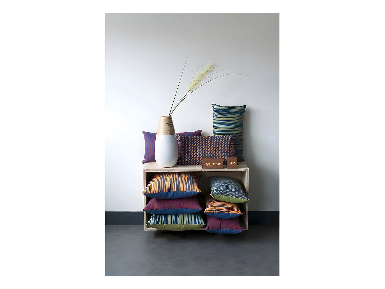 Réveil en bois chiffres LCD Tube