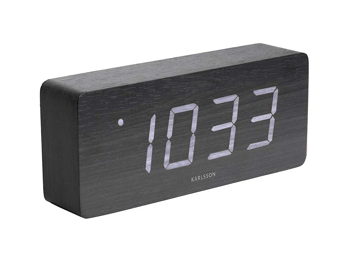 Réveil en bois chiffres LCD Tube Noir