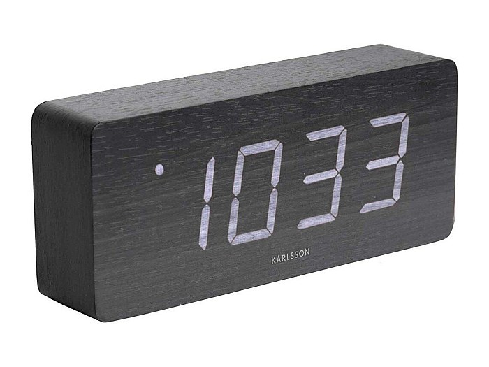ThreeH Sveglia digitale in legno con portapenne, visualizzazione dell'ora, 3 impostazioni di allarme, controllo del suono, orologio con 3 livelli di luminosità, giallo