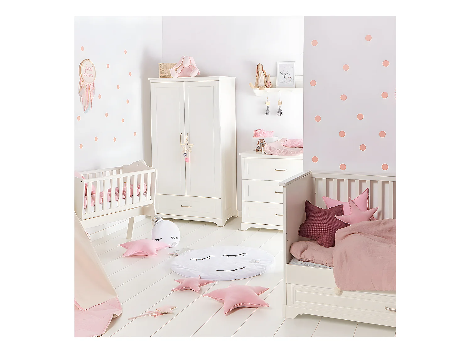 Armoire 2 portes 1 tiroir Melody Blanc