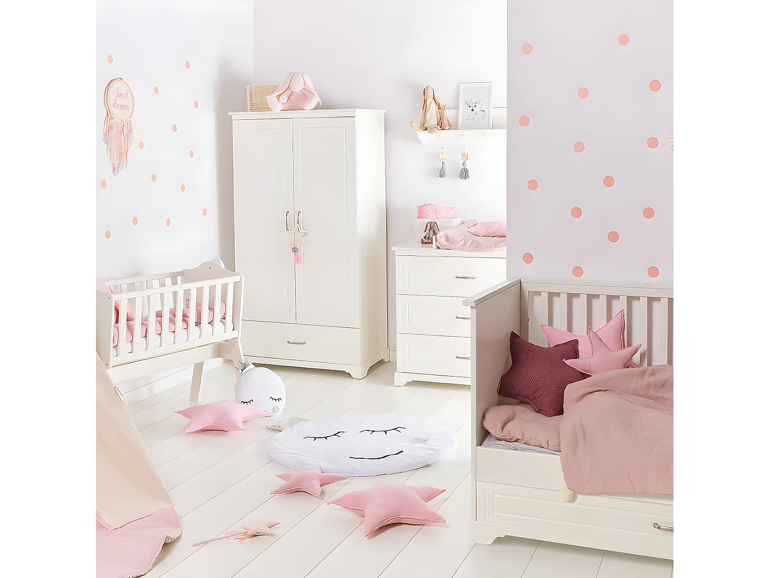 Armoire 2 portes 1 tiroir Melody Blanc