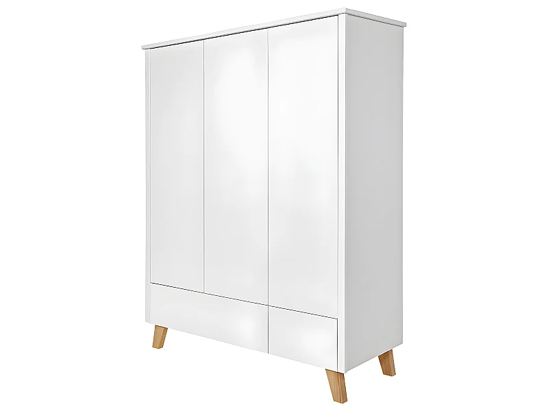Armoire 3 portes 2 tiroirs Zara Blanc