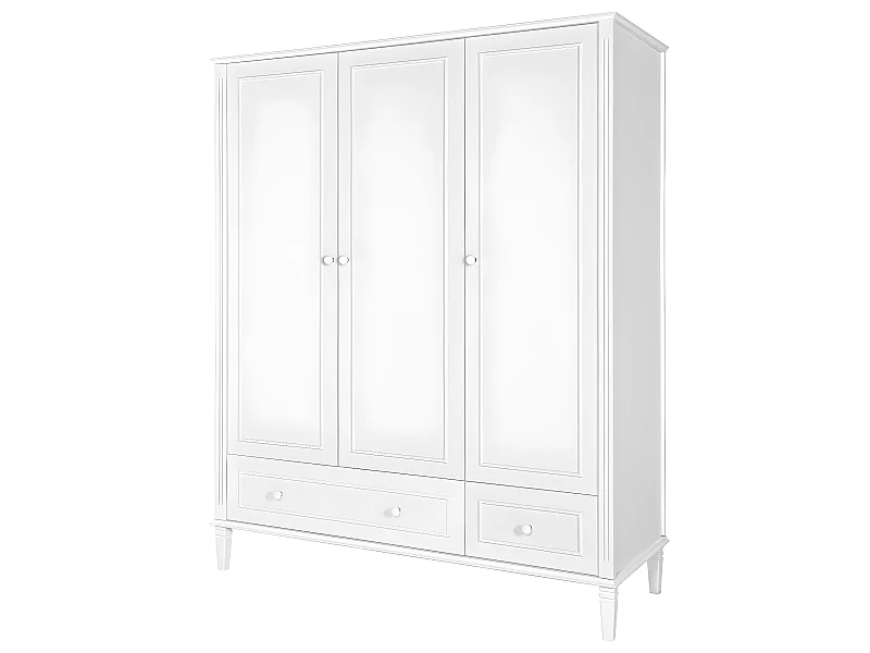 Armoire 3 portes 2 tiroirs Bianka Blanc