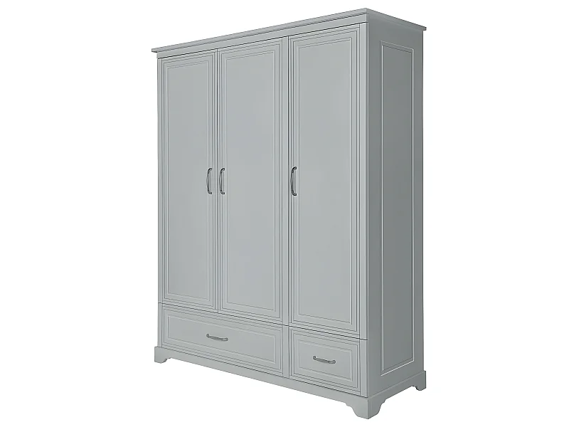 Armoire 3 portes 2 tiroirs Melody Gris