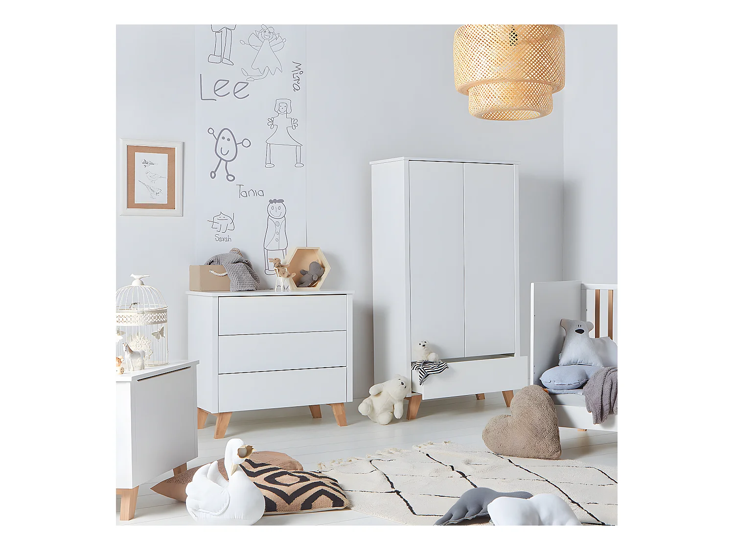 Armoire 2 portes 1 tiroir Zara Blanc