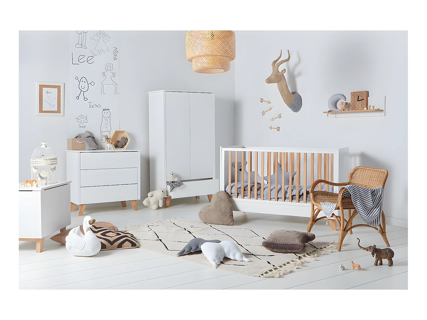 Armoire 2 portes 1 tiroir Zara Blanc