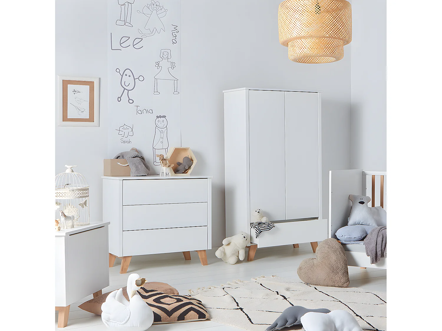 Armoire 2 portes 1 tiroir Zara Blanc