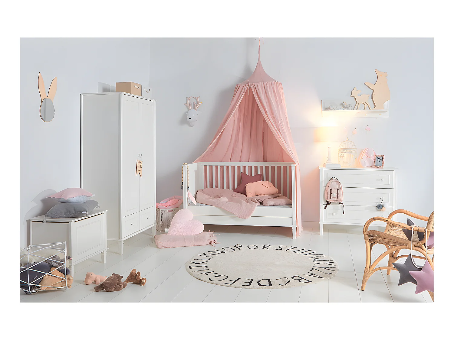 Armoire 2 portes 2 tiroirs Bianka Blanc