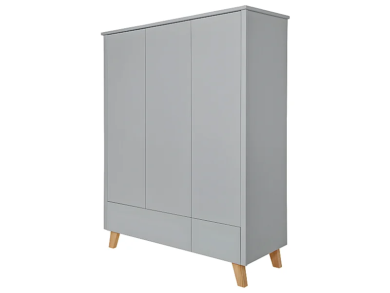 Armoire 3 portes 2 tiroirs Zara Gris