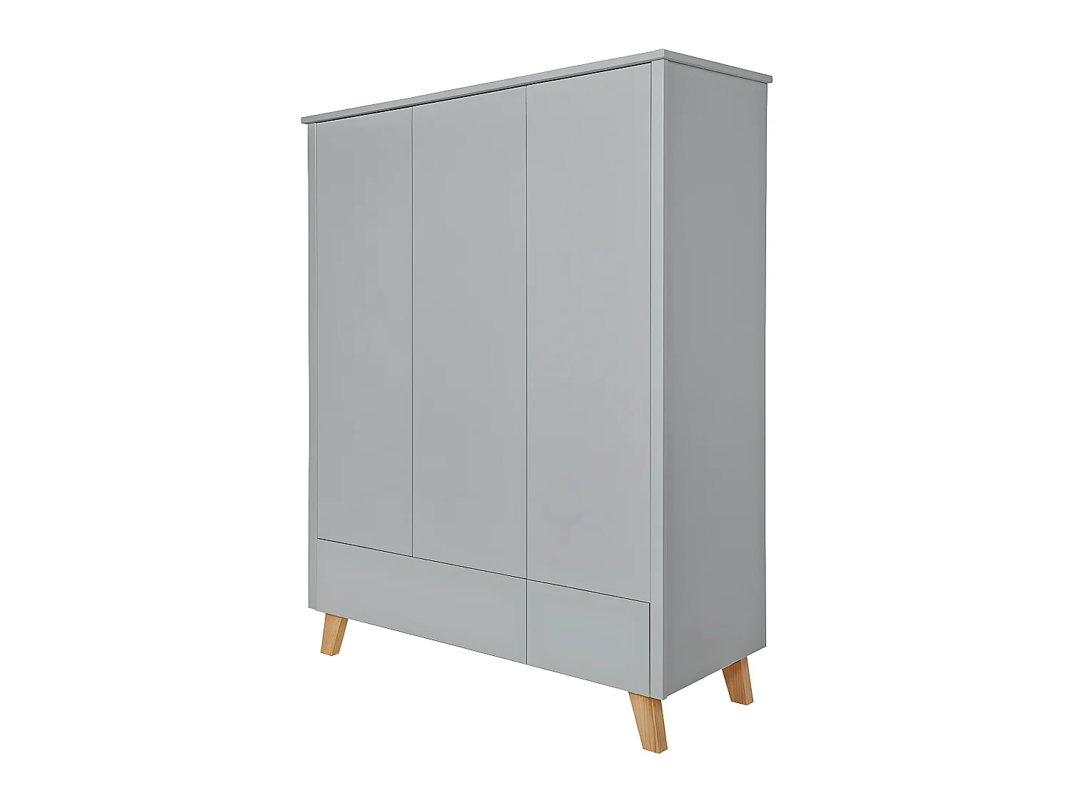 Armoire 3 portes 2 tiroirs Zara Gris