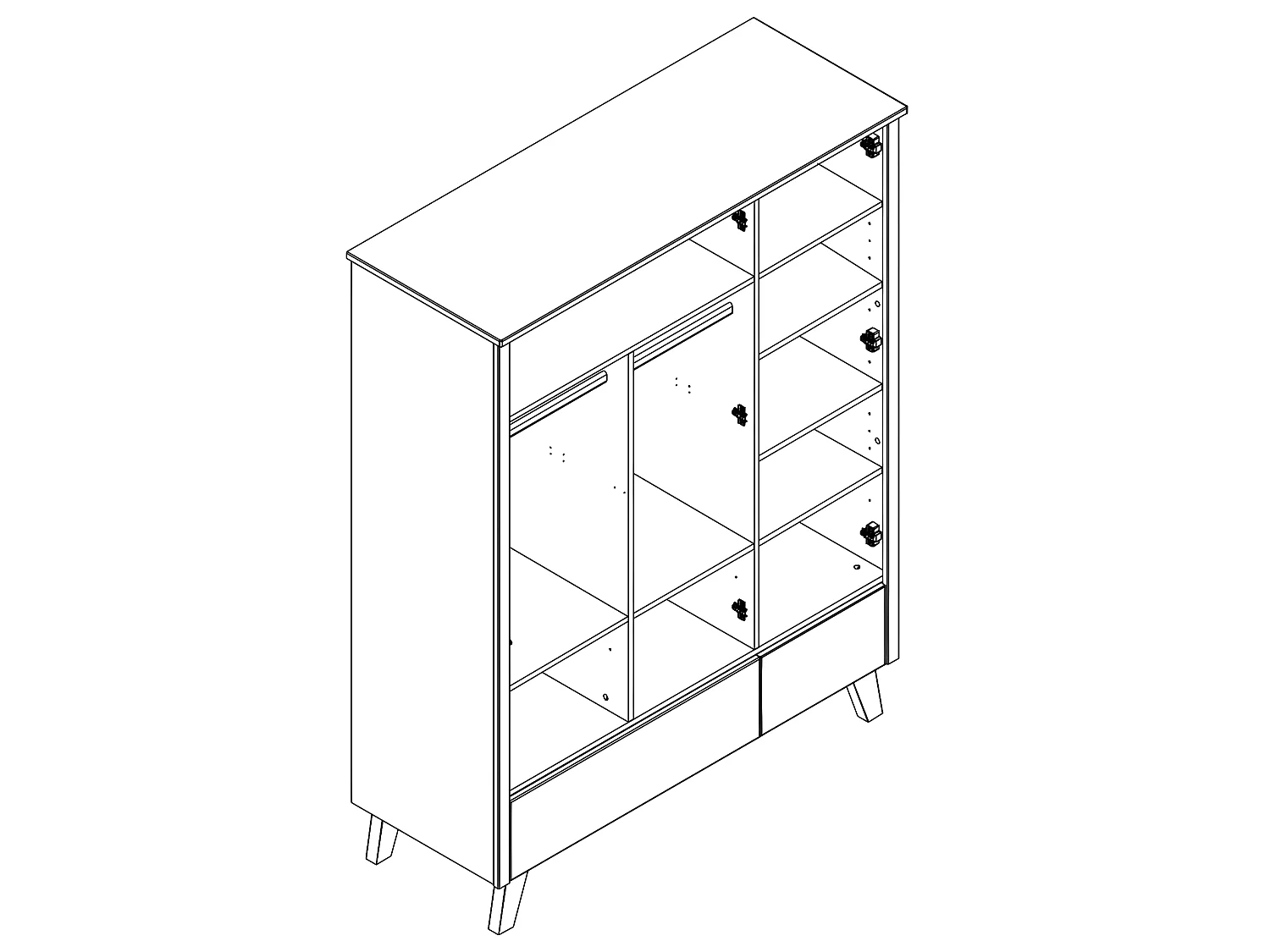 Armoire 3 portes 2 tiroirs Zara Gris